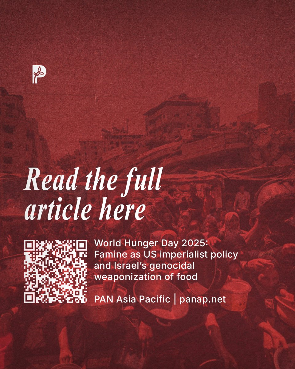 PANAsiaPacific's tweet photo. In solidarity, join us in demanding justice. As part of #16DaysOfGlobalAction on Agroecology, PANAP and partners call on movements and civil society groups worldwide to endorse the unity statement for #Palestine ahead of World Hunger Day on October 16.
(5/6) https://t.co/C71EpwcuIT