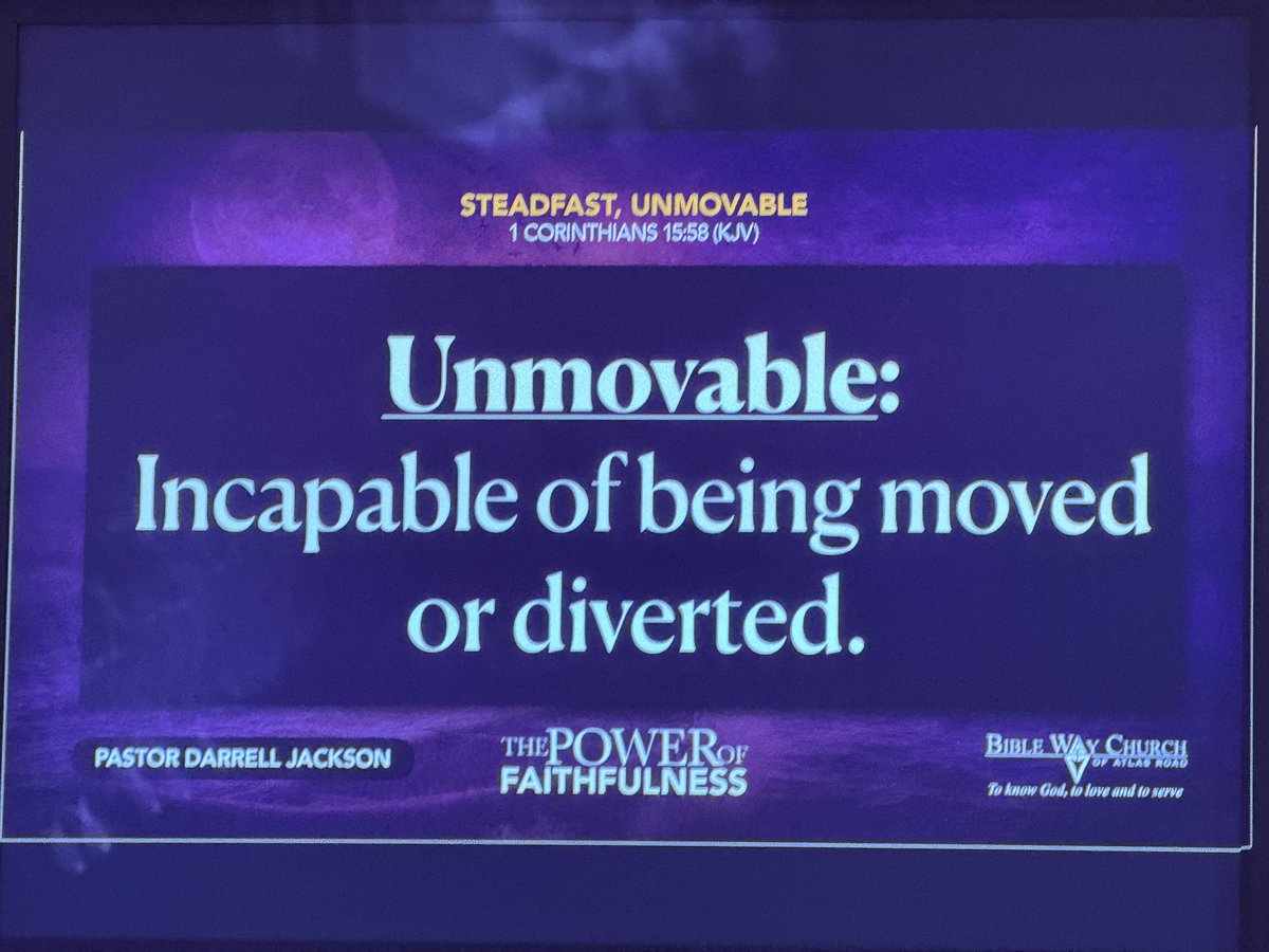 Series: The Power of Faithfulness 

Text: 1 Corinthians 15:58 (KJV)

Sermon: Steadfast, Unmovable 

#Consistent  <a href="/BWCARoad/">BWCAR</a>
