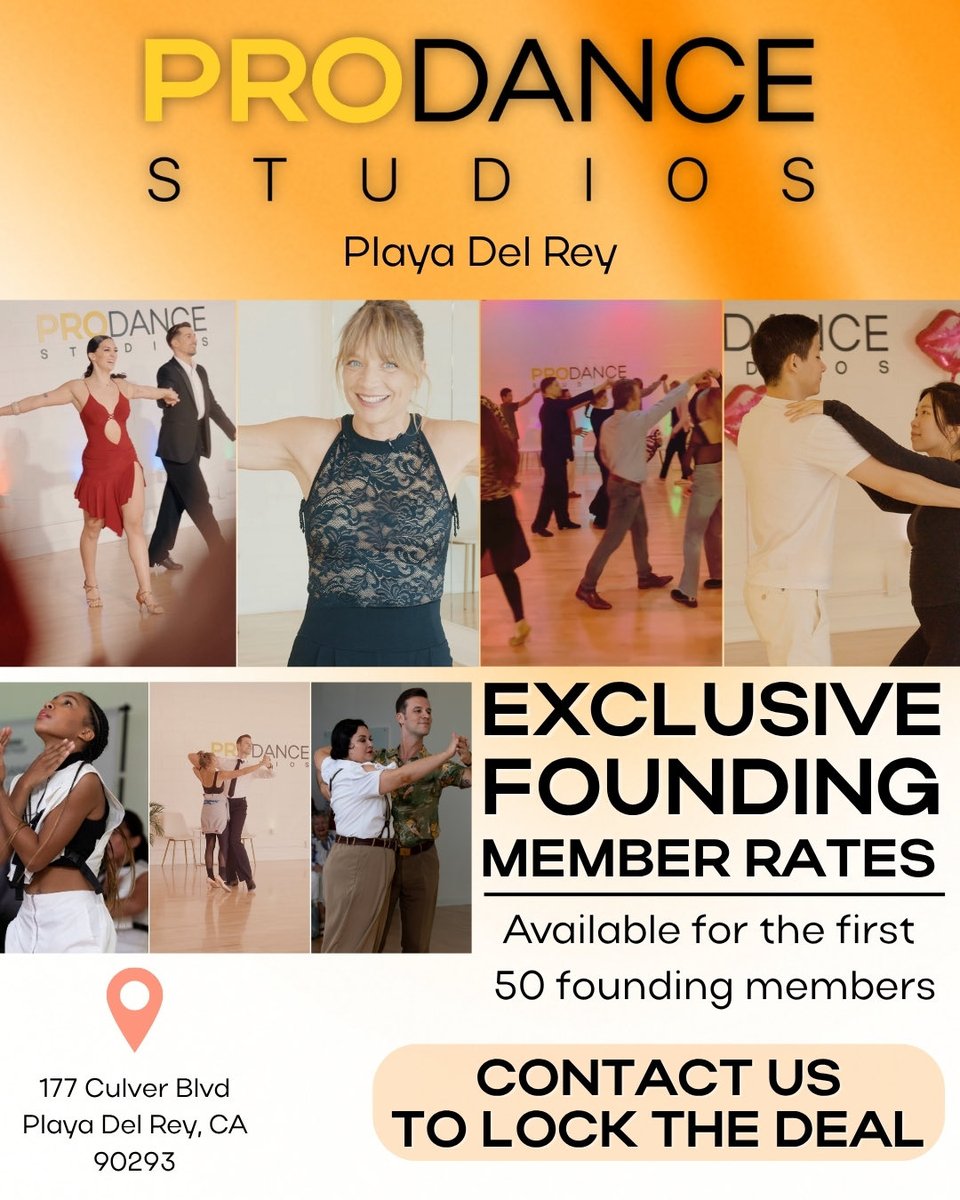 Big news, Playa 💛
We’re opening the doors to our newest home — PRO DANCE Studios – Playa Del Rey — and we’re inviting our first community of movers to join as Founding Members.

✨ Only 50 spots available
💃 $199 for unlimited group classes
🔒 Your rate stays locked forever