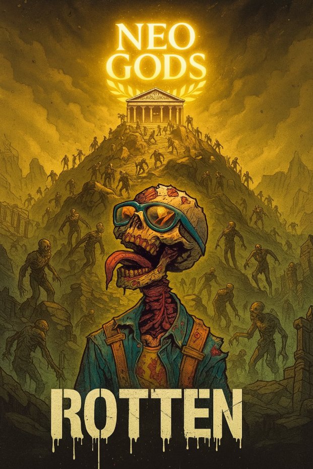 Even the damned have found the Gods’ blessing.
<a href="/neogodsNFT/">NEOGODS</a>  x <a href="/rottenfrens/">rotten</a>