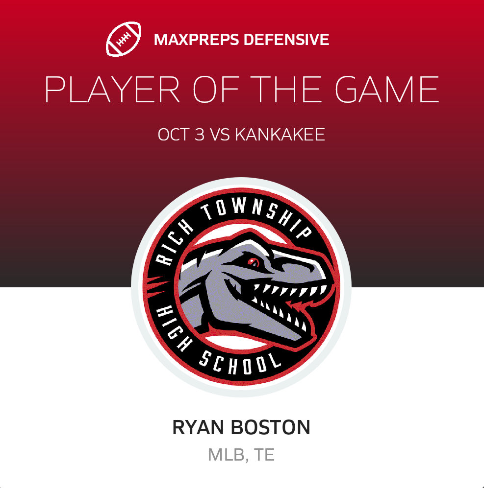 Week 6 stats vs Kankakee
10 Total tackles 
-7 Solo
-2 TFLs
1 receiving touchdown
2 targets 
2 receptions
4 pancake blocks
3+ hurries
Defensive player of the game 3rd week in a row
hudl.com/v/2Su0eL
<a href="/EDGYTIM/">Timothy “EDGYTIM” OHalloran</a> <a href="/RichTownshipFB/">Rich Township Football</a>