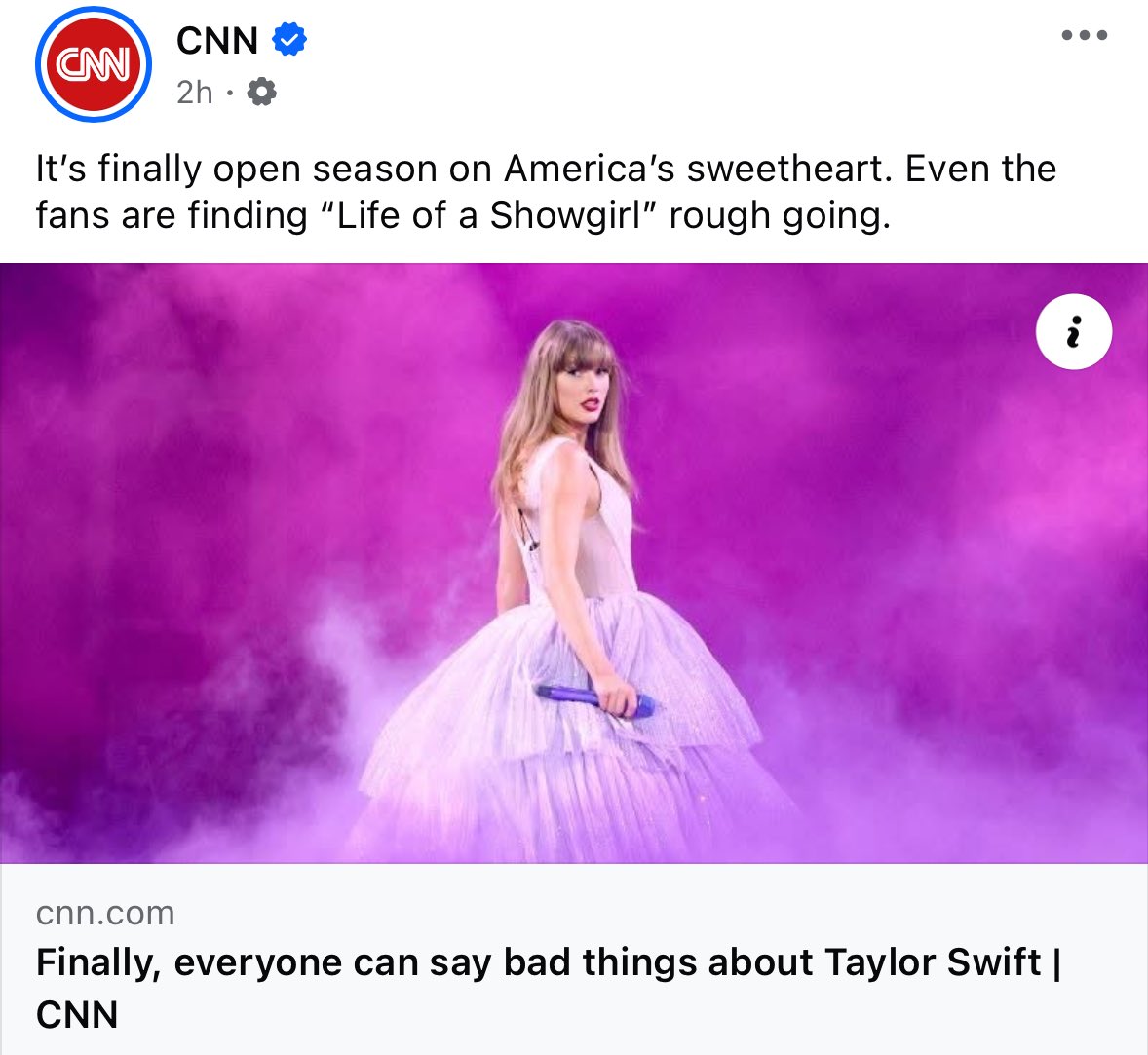 mainpopgirI's tweet photo. Excuse me, @CNN, but you’re literally a NEWS INSTITUTION, and you’re actually posting this vile headline? What do you mean “finally”? This is disgusting and IRRESPONSIBLE. I’m in disbelief.

Thankfully, all the top comments—ALL of them—defended Taylor. This app should take notes. https://t.co/RSChIZJ0Iz