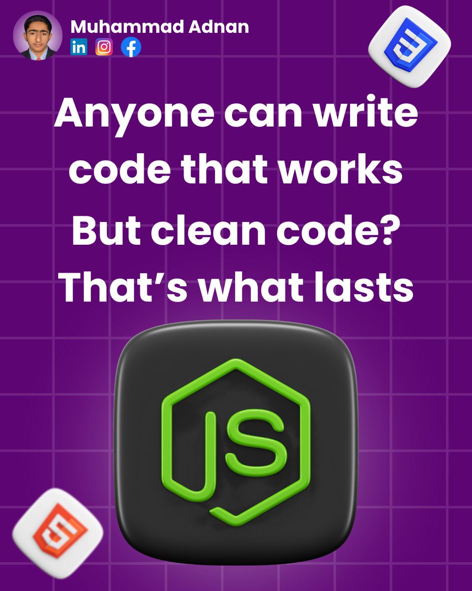 developeradnan_'s tweet image. Real developers don’t just make code work — they make it make sense.
Clean code saves time, reduces bugs, and helps your future self. 💻
What’s your #1 clean code rule?”
#CleanCode #ProgrammingTips #DeveloperMindset #CodingLife