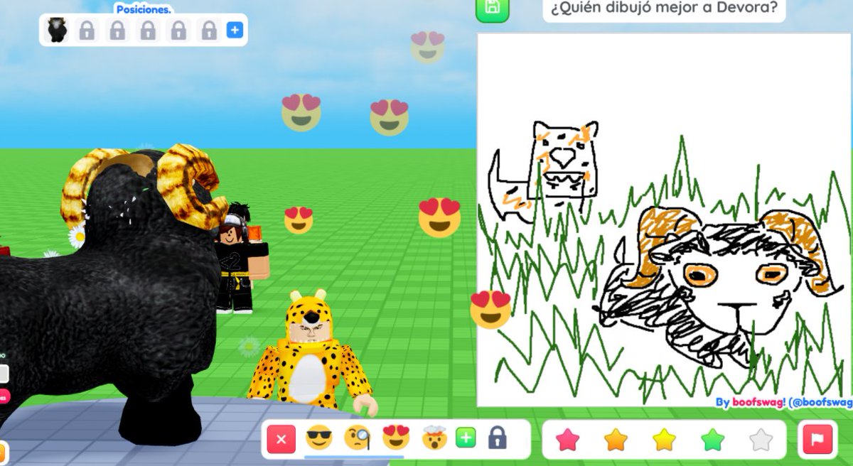 devoracarnero8's tweet photo. Yo pensando que tan bonito quedaría q dibujen mi disfraz  de cabra q no note al leopardo acechando detrás, si no fuera por los dibujantes no me daba cuenta #ROBLOX https://t.co/Neyedh8BVn