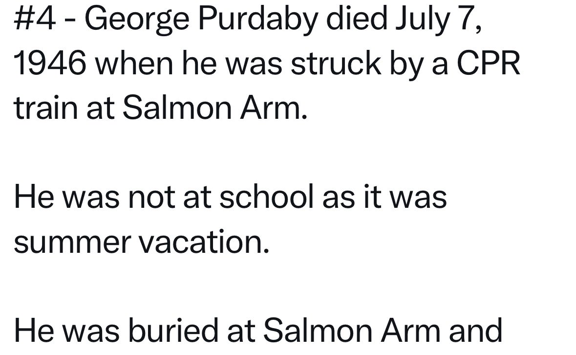 Four students enrolled at the Kamloops Indian Residential School died in train accidents. 

A total of 51 students died from 1890-1978, most from disease. No student was buried at the school.