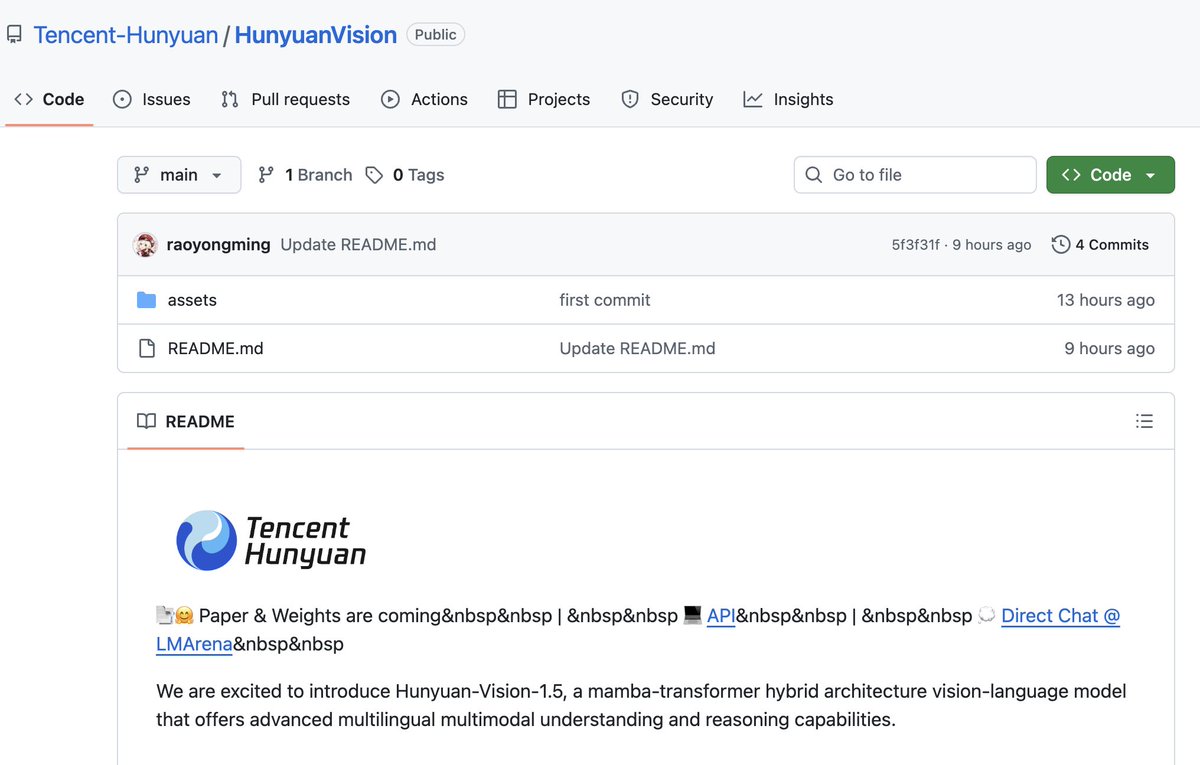 TencentHunyuan's tweet image. We are excited to introduce Hunyuan-Vision-1.5-Thinking, our latest and most advanced vision-language model. Hunyuan-Vision-1.5-Thinking is ranked No. 3 in @arena, and the model is now available on Tencent Cloud. The model and technical report will be released in late October.…