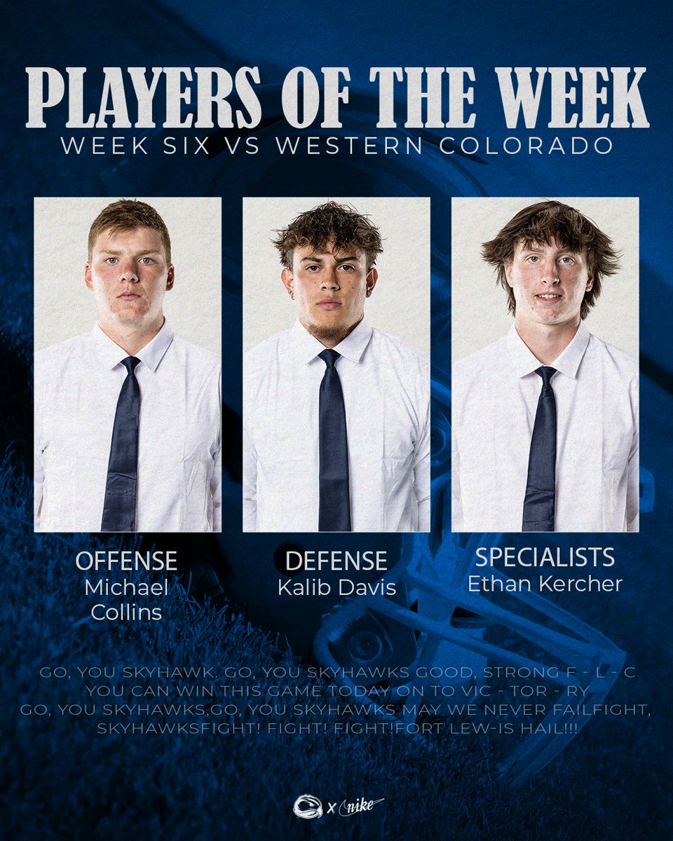 Congratulations to our Players of the week:
Michael Collins
Kalib Davis
Ethan Kercher
