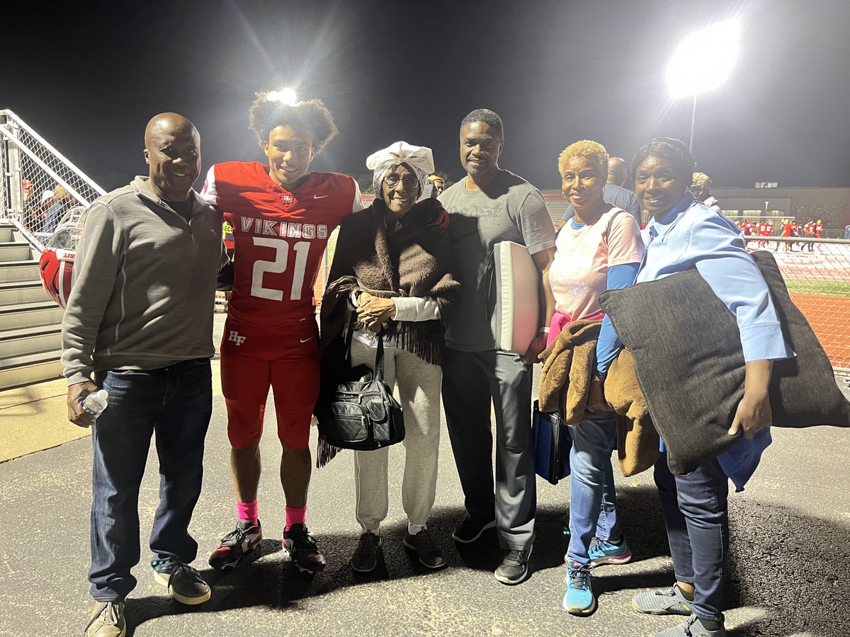 My 94 year old great grandmother attended her first ever football game. It’s so special that her first time attending a game was for me, along with my grand parents and great aunts and uncles. Family over everything.