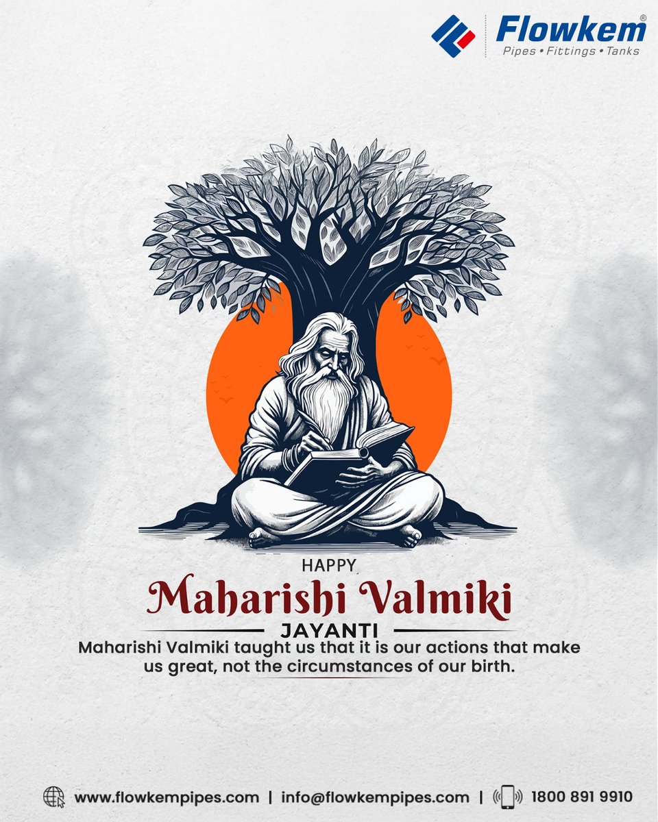 Flowkem1's tweet image. Heartfelt wishes on the auspicious occasion of Maharishi Valmiki Jayanti 🙏
.
#MaharishiValmikiJayanti #ValmikiJayanti #MaharishiValmiki #JayMaharishiValmiki #SantValmiki #ValmikiJi #RamayanAuthor #ValmikiRamayan #ValmikiJayanti2025 #वाल्मीकिजयंती #महर्षिवाल्मीकि #रामायणकेरचयिता