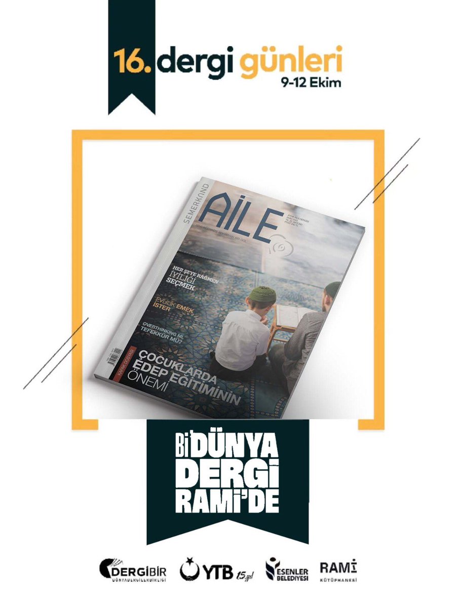 <a href="/Semerkand_Aile/">Semerkand Aile</a> 16. Dergi Günleri için #ramikütüphanesi standında sizleri bekliyor. 

#16dergigünleri #dergi #dergigünleri16