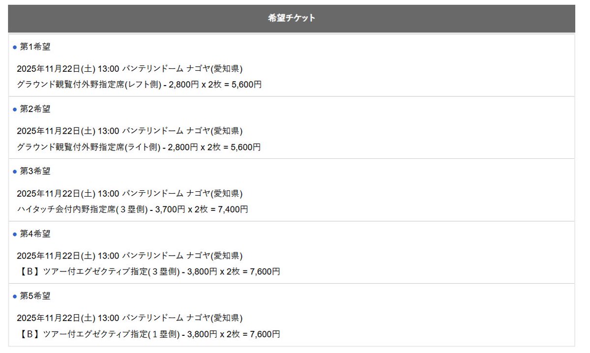S48MQ8s8IT16609's tweet image. 『中日ドラゴンズ ファンフェスタ2025』
チケット第5希望まで申し込めるけど、とにかく枚数が少ないので当選する気がしませんが・・・

#中日ドラゴンズファンフェスタ2025
#ファンフェスタ2025　#ファンフェスタ　
#中日ドラゴンズ　#中日