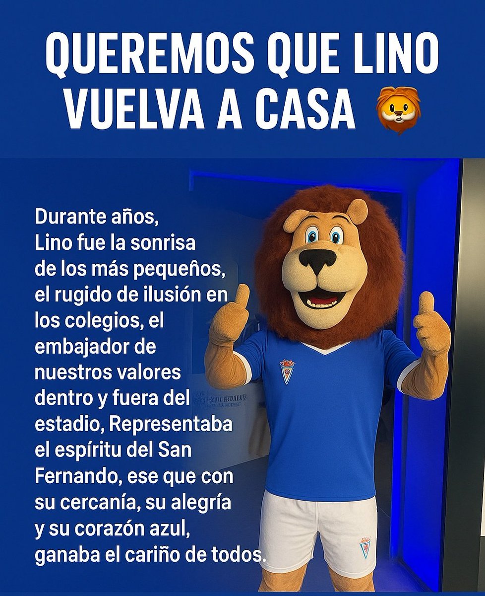 Desde que todo cambió, su ausencia se nota. Falta esa figura que hacía soñar a los niños, que mantenía viva la llama isleña en cada rincón de la ciudad. Porque Lino no era solo un símbolo, era familia, era pasión, era San Fernando.

Porque sin Lino, falta algo en La Isla.