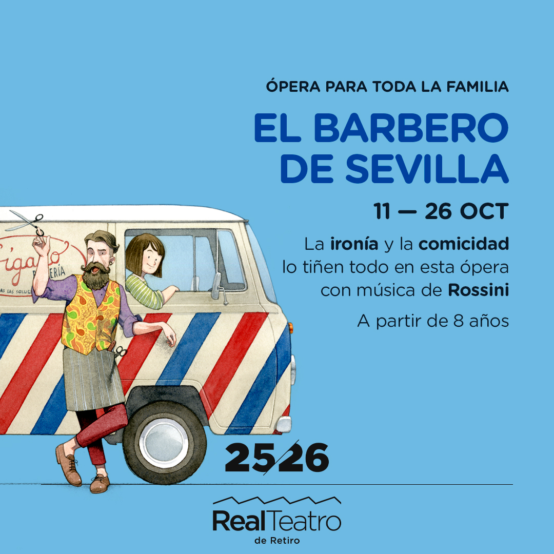 ¡El barbero de Sevilla vuelve al Real Teatro de Retiro! Una adaptación en español de Rossini para disfrutar en familia. Recomendada a partir de 8 años.
📅 Del 11 al 27 de octubre de 2025
 Ideal también para colegios (matinés escolares).
#ÓperaEnFamilia #ElBarberoDeSevilla