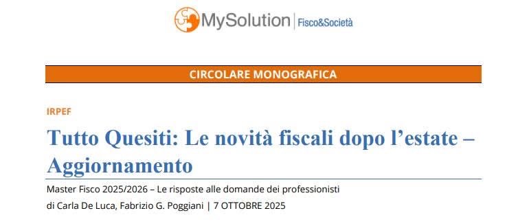 FPoggiani's tweet image. #MySolution - Tutto Quesiti - Le principali novità delle manovre estive. Mio contributo con Carla De Luca. Buona lettura.