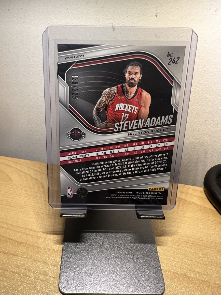 BasedCardGuy's tweet image. Check out Steven Adams 2024-25 Panini Prizm Black Basketball Prizm /225 Rockets #242 ebay.us/m/sfJDhc #eBay via @eBay #TBBRepost #TBBCrew #CardsForSale #NBA #Prizm #PrizmBlack #Basketball #StevenAdams #Rockets #HoustonRockets
