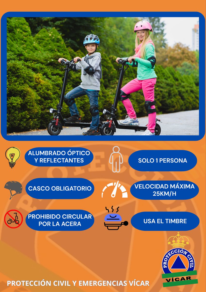 SlpcVicar's tweet photo. Desde Protección Civil y Emergencias de Vícar queremos darte unos consejos para el uso adecuado del patinete.
Está en tu mano evitar y prevenir accidentes. 
Recuerda que el patinete NO es un juguete y el peatón siempre tiene prioridad. 

#Emergenciasvícar https://t.co/NqM9Y1pURB