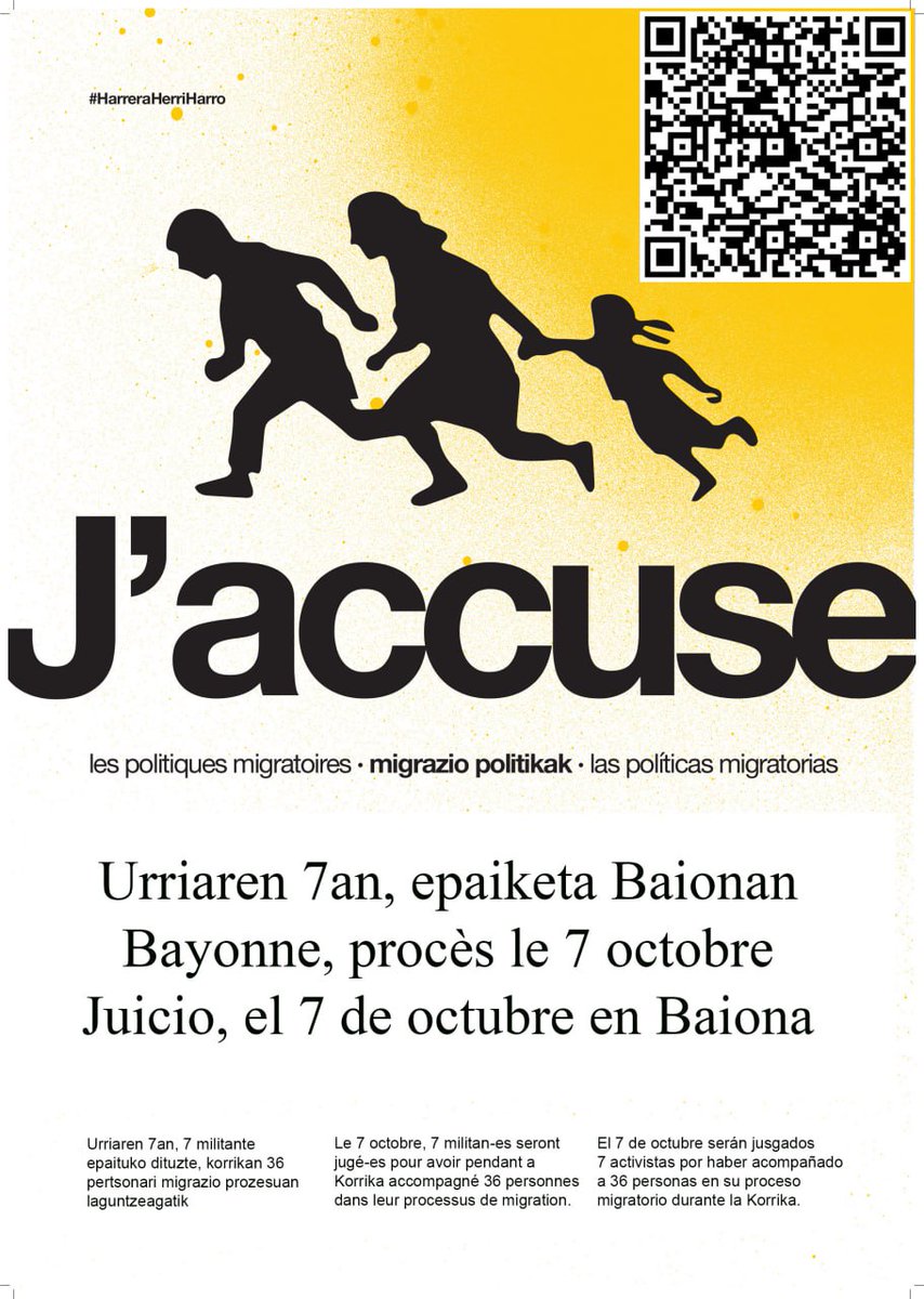 #HarreraHerria
Euskal Herria Harrera Herria
<a href="/oeebizkaia/">Ongi Etorri Errefuxiatuak Bizkaia</a> <a href="/IrungoHS/">Irungo Harrera Sarea</a> 
Elkartasuna ez da delitua!
<a href="/LABsindikatua/">LAB SINDIKATUA</a> <a href="/AEK_eus/">AEK-KORRIKA</a> 
ELKARTASUNA!
epaiketarik EZ!
#OngiEtorri