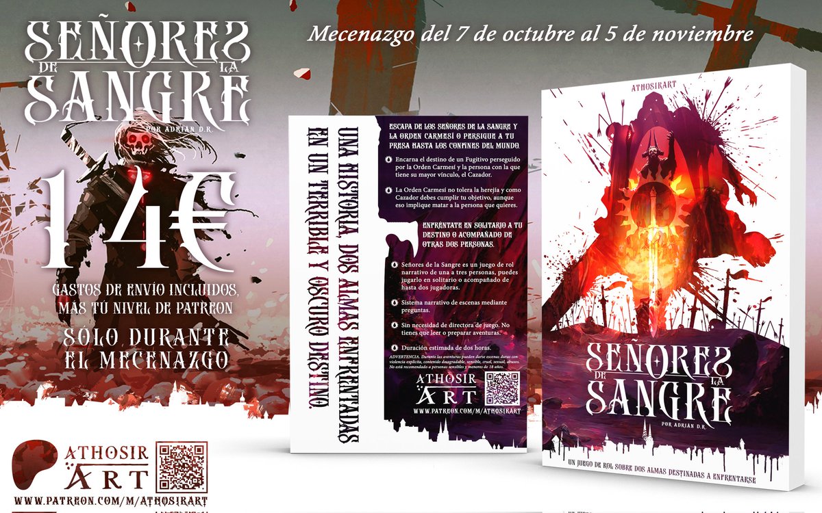 ¡Comienza la Cacería! #SeñoresdelaSangre abre las puertas desde hoy hasta el día 5 de noviembre😻

Consigue tú copia y forma parte de la comunidad. 

Ayúdanos a conseguir las metas de lanzamiento y aporta tú granito para los proyectos del mañana

Link👇

#Athosirart #JuegosdeRol