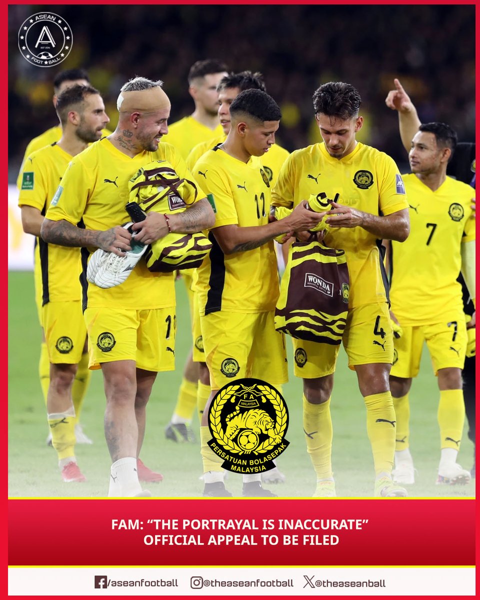 theaseanball's tweet image. 🇲🇾 FAM: “THE PORTRAYAL IS INACCURATE” – OFFICIAL APPEAL TO BE FILED ⚖️

The Football Association of Malaysia (FAM) has strongly rejected FIFA’s findings, stating that the description presented in the disciplinary decision is inaccurate and misleading.

#FAM #FIFA #AFC