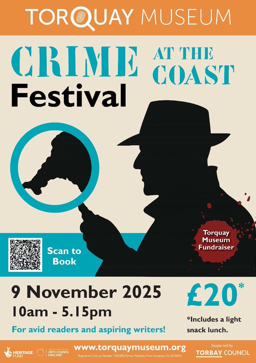 🔍 9th November Torquay Museum Crime at the Coast is back! Bigger and better than ever. Everything you wanted to know about crime writing and never dared ask with loads of your favourite writers! (and me)🍸