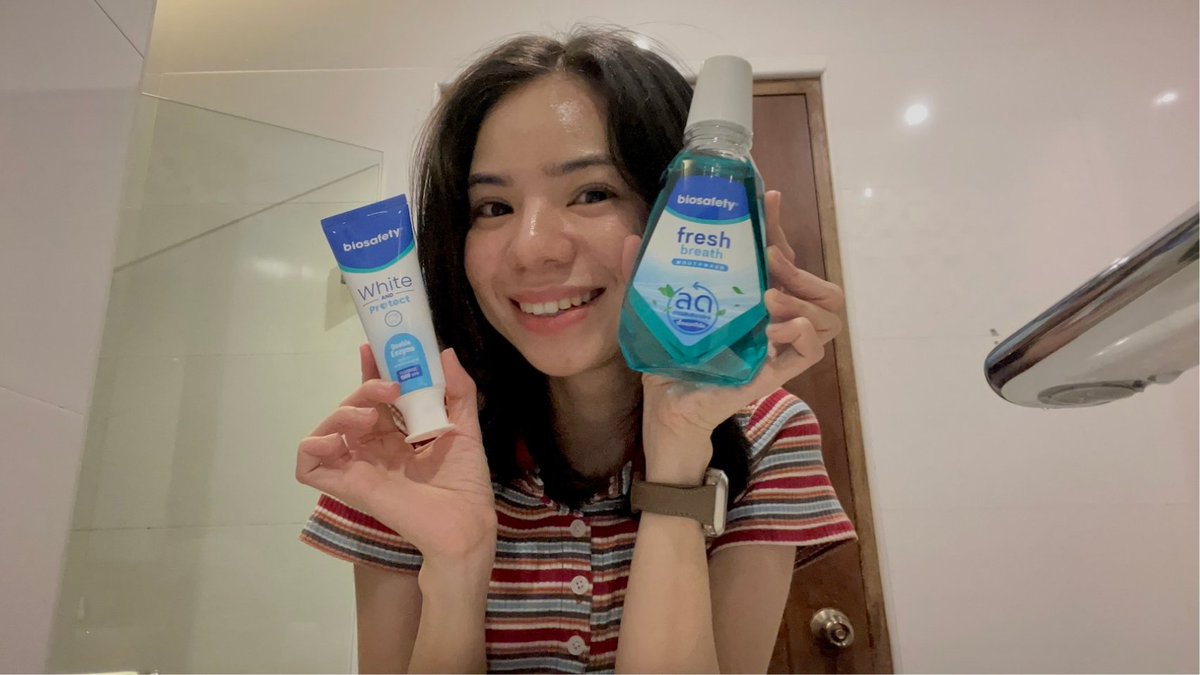สัญญาว่าจะใช้ biosafety ตลอดไป เพราะของเขาดีจริงแก
วันนี้เลยอยากจะมาแนะนำ 2 ตัวที่ใช้แล้วมั่นใจ ลมหายใจหอมสดชื่น ไม่มีกลิ่นปาก มาให้ทุกคนได้รู้จัก

-biosafety White &amp; Protect (ยาสีฟัน)
ตัวนี้เป็นยาสีฟันสีใส หอมดอกไม้ เขาสามารถช่วยให้เรามีฟันที่ขาวขึ้นอย่างเป็นธรรมชาติด้วย