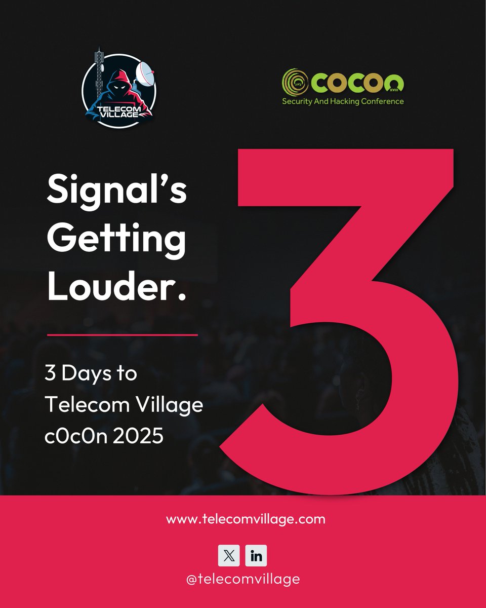 The signal’s getting louder…
Only 3 days until Telecom Village arrives at <a href="/_c0c0n_/">c0c0n2025</a> .
Workshops, insights, and the telecom flavor loading soon.

#C0c0n2025 #TelecomVillage