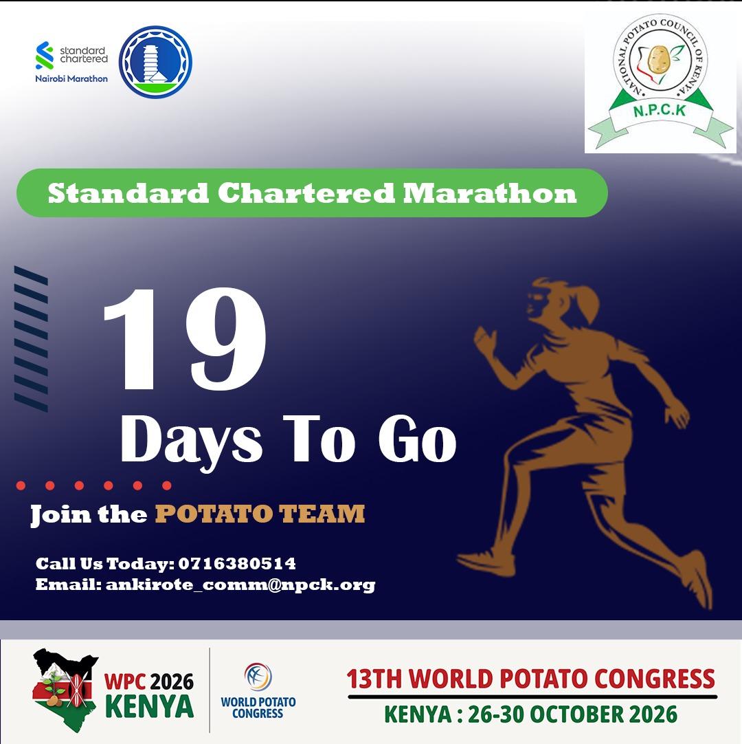 npckkenya's tweet photo. ๐โโ๏ธ 19 Days to Go โ Eyes on the Finish Line!
19 days left and the goal is in sight! Join the POTATO TEAM and run for impact, innovation, and national pride. ๐ Uhuru Gardens, Nairobi | ๐
26th October 2025 ๐ 0716380514 | ๐ง ankirote_comm@npck.org ๐
#Npck #Stanchartmarathon #fyp https://t.co/acEMQS4spa
