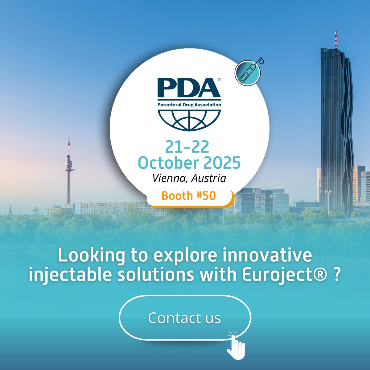 💉Join our Euroject® team at Booth 50 during the Parenteral Drug Association event in Vienna, Austria 21-22 october and discover how our pre-filled, single-dose BFS devices are set to transform vaccine and biologic delivery.
 
Let's connect! eu1.hubs.ly/H0nqKtb0