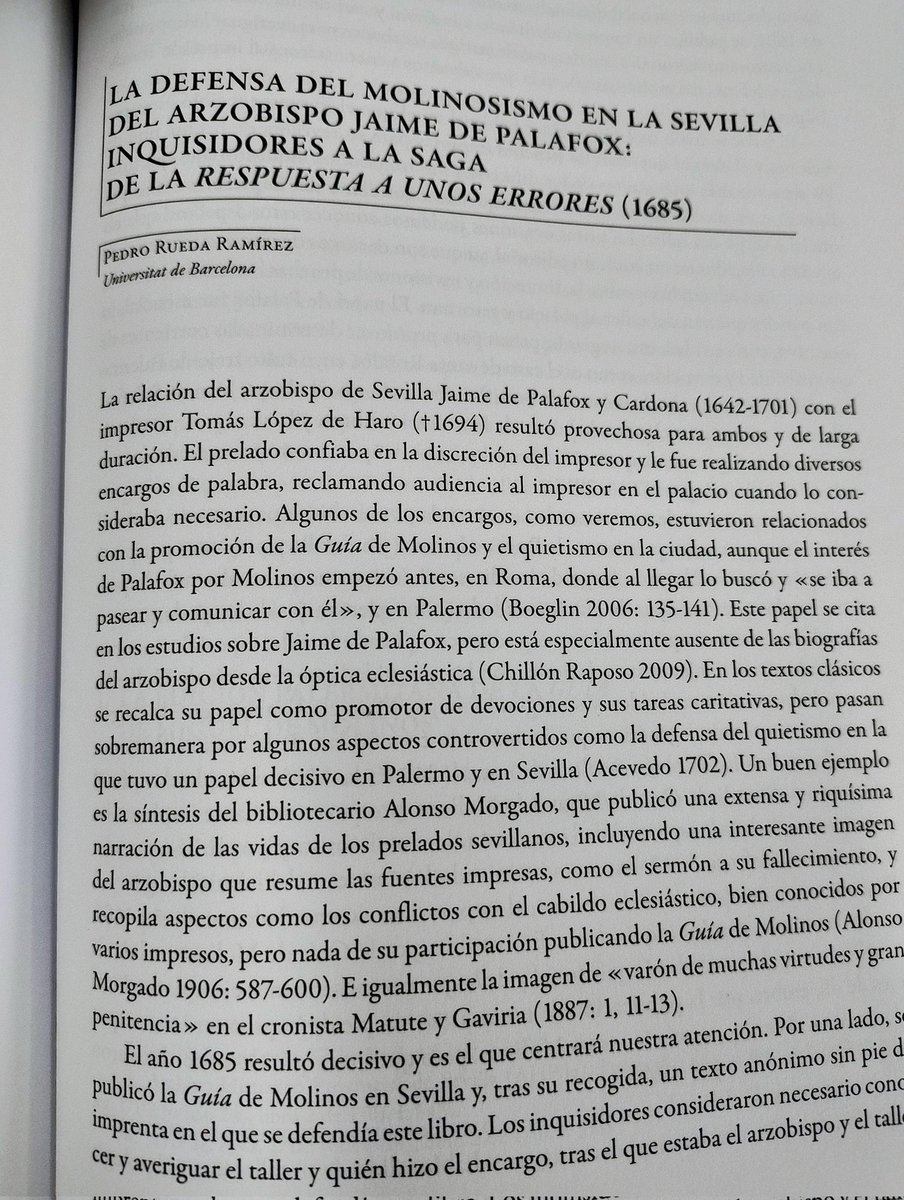 ¿Un arzobispo puede contratar a un impresor para publicar la defensa de un autor prohibido por los inquisidores? Sí. Fue el caso del arzobispo de Sevilla que encargó una defensa de la Guía de Molinos en 1685. Se conserva un único ejemplar de este raro impreso: