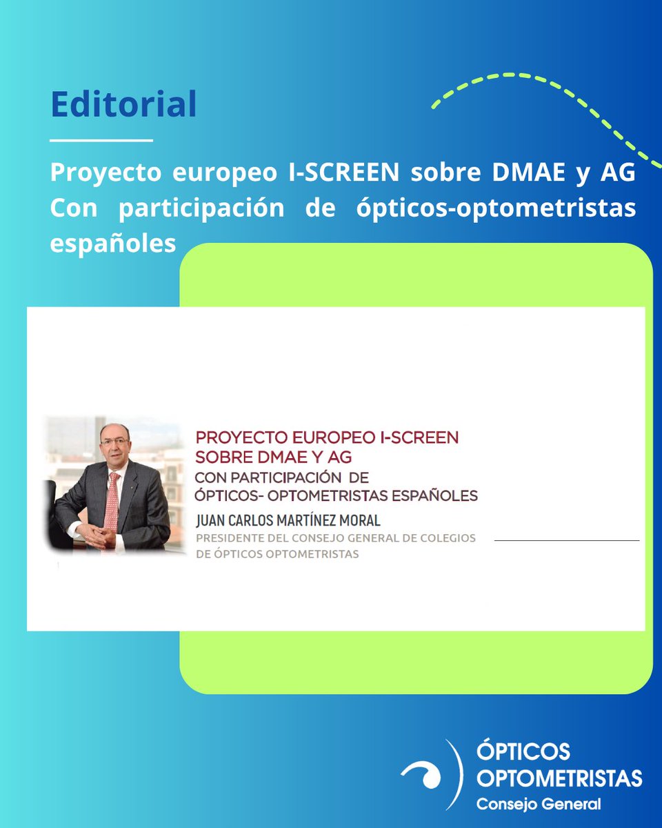 Cgcoo_es's tweet photo. 📝 #Editorial. "Proyecto europeo I-SCREEN sobre DMAE y AG. Con participación de ópticos- optometristas españoles”
Leer completo👉https://t.co/C7YRtFmqFG
#LaGacetaCGCOO #Gaceta616 #dmae #iscreen https://t.co/bULsC8NVXd