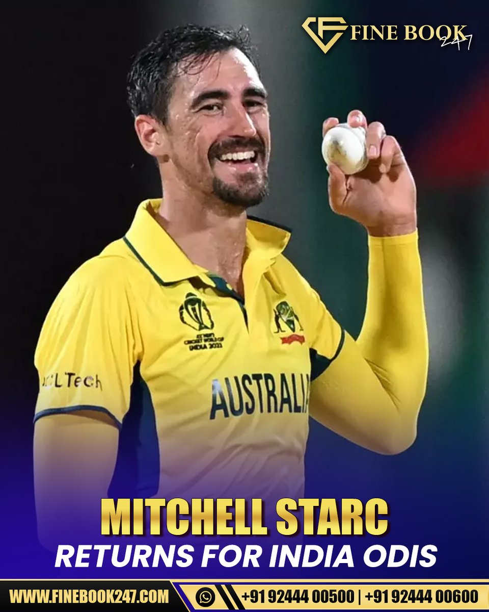 FineNews247's tweet photo. 🚨 Mitchell Starc is back!
The Aussie pacer has been named in the squad for the upcoming ODIs vs India. 🔥
A major boost ahead of a crucial series. 🇦🇺
#MitchellStarc #AUSvIND #ODIseries #CricketNews https://t.co/Whkncj48Th