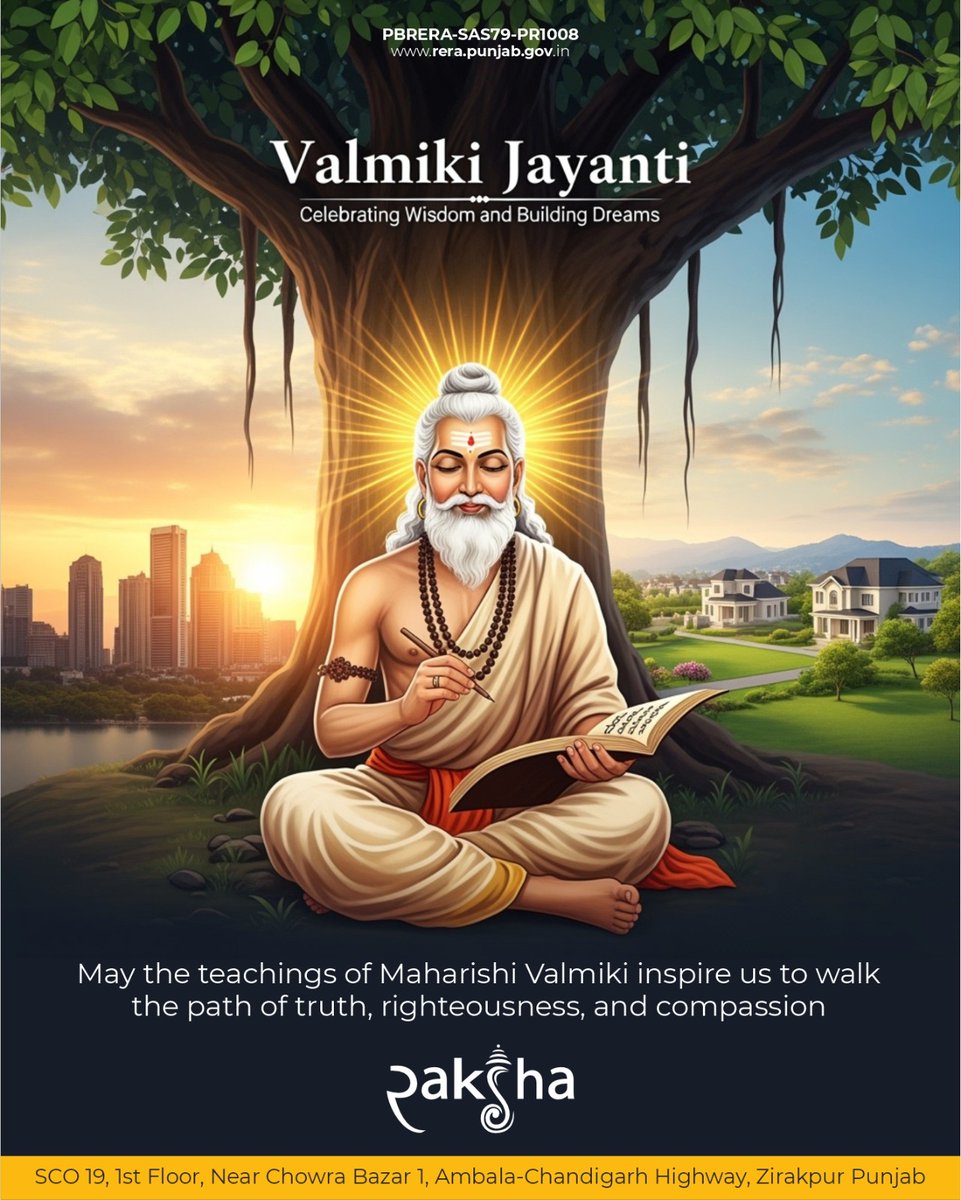 RakshaGroup's tweet photo. May The Teachings Of Maharishi Valmiki Inspire Us To Walk The Path of Truth, Righteousness &amp; Compassion.
Happy Valmiki Jayanti-- Raksha GROUP!!!

#valmikijayanti #valmiki #valmikisamaj #jaivalmiki #valmikiramayan #jayanti #valmikikom #mahabaratham #lordvishnu #vyasa #ramayanam https://t.co/RdPZVQiU9I