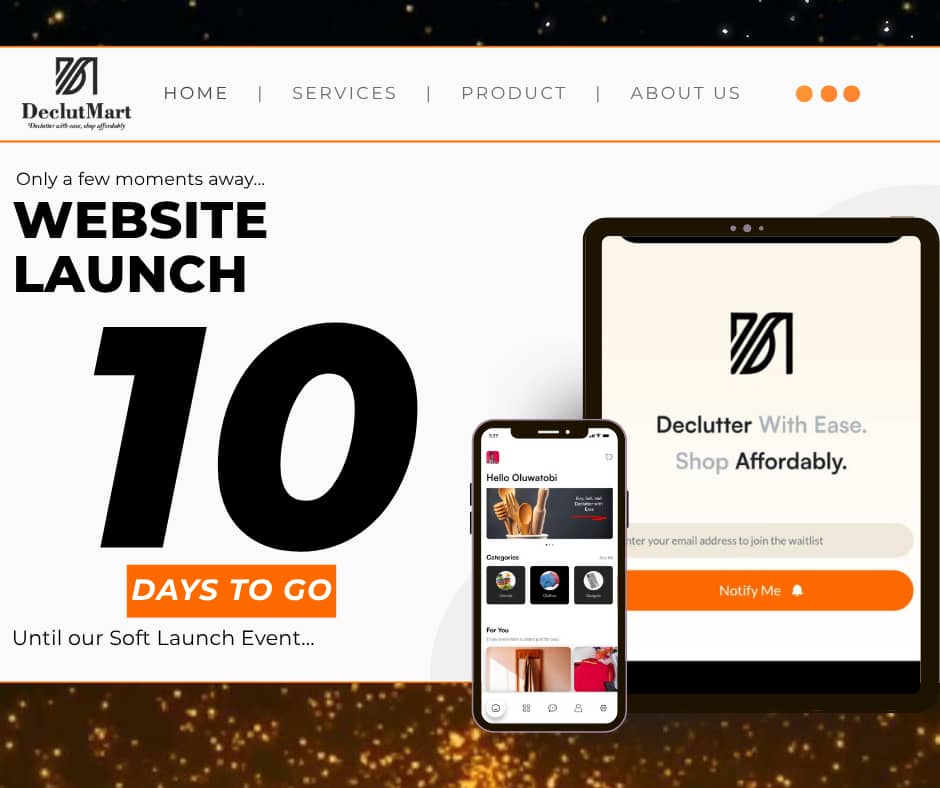DeclutMart's tweet image. 10 Days to go 😱‼️
What are you waiting for? Join our Waitlist today declutmart.com and be among the first to enjoy our services #declutter  #declutterwithease #nigerianstudents #shopaffordable #unilorin #kwasu