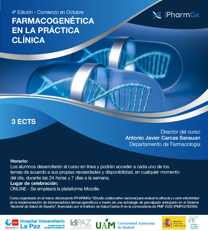 FC_HULP's tweet photo. 🧬 Abierta la inscripción a la 4ª edición del curso online:  Farmacogenética en la práctica clínica
🎓 3 ECTS 🕒 Empieza cuando quieras – acceso 24/7 👨‍🏫 Dirigido por el Dr. Antonio J. Carcas (H. U. La Paz)
👉 https://t.co/iJQ73ntsXB https://t.co/L7kRZ1p7K9