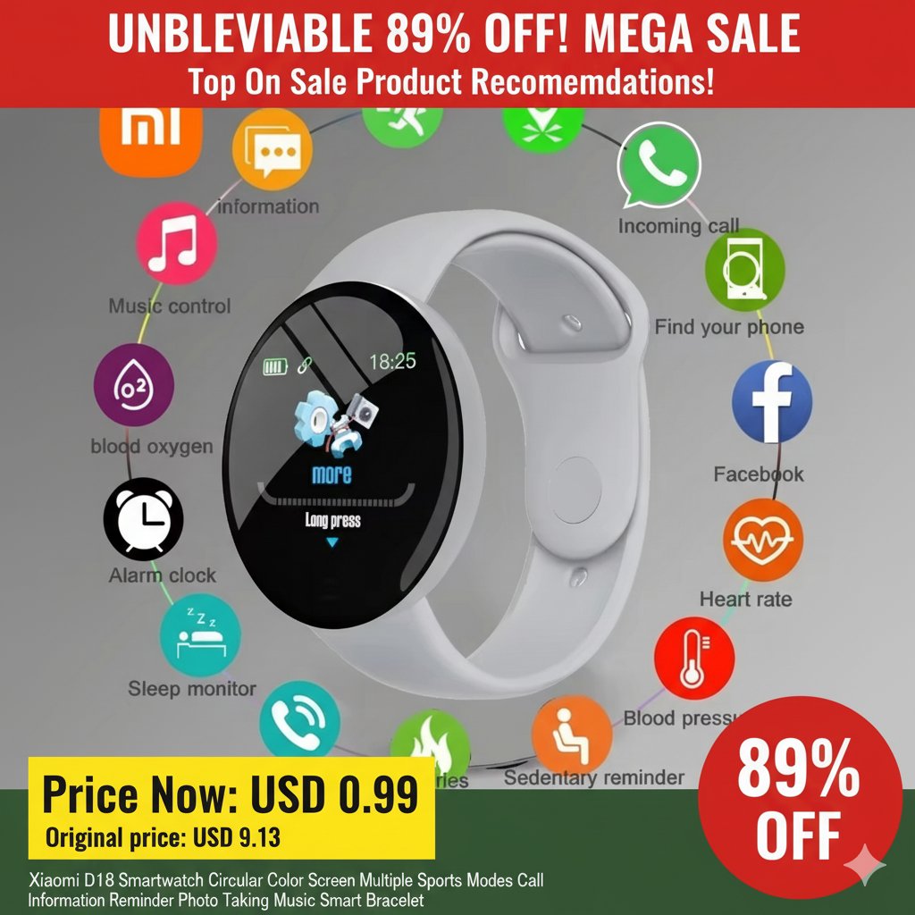 progadgets_link's tweet image. Top On Sale Product Recommendations!
Xiaomi D18 Smartwatch
🔗Click &amp;amp; Buy: s.click.aliexpress.com/e/_c2ydERTt
Price Now: USD 0.99 (Original price: USD 9.13)
#Chiefs
# Jags
# Mahomes
# DevinLloyd
# KCvsJAX
# TrevorLawrence
# Kelce
#TravisHunter
#WWERaw
# LAKnight
# Phillies
# DaveRoberts