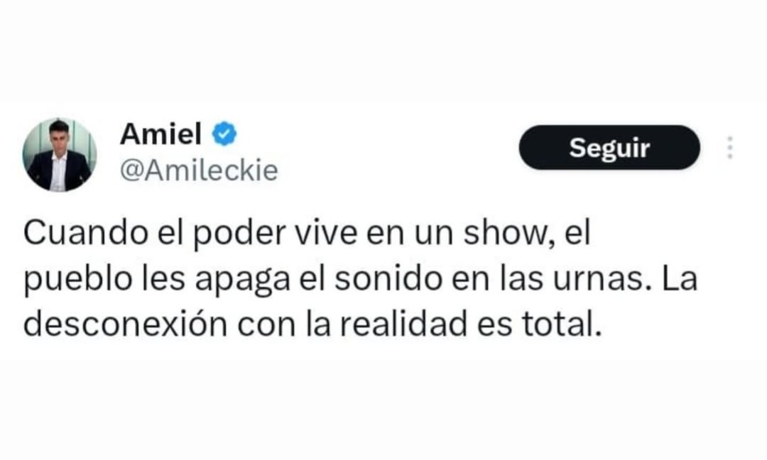 🟣 JÓVENES LIBERALES SE DESPEGAN DE MILEI: Amiel Leckie, el comunero más joven de la Ciudad de Buenos Aires electo por LLA, se despegó en su cuenta de X del show de Milei en el Movistar Arena 👇🏻