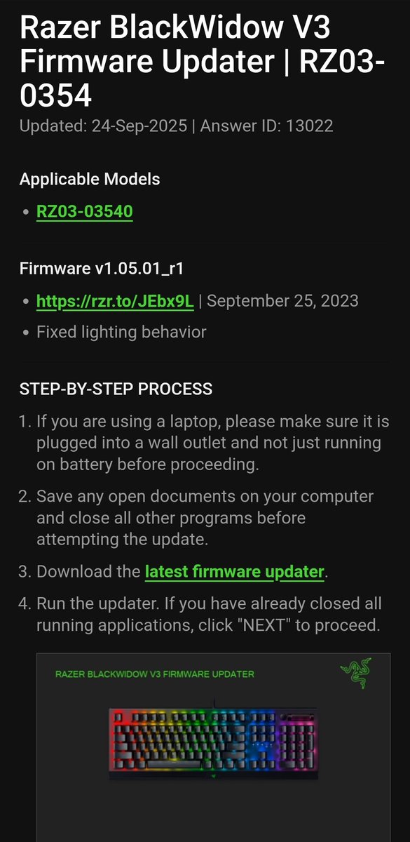 Dmon66's tweet photo. Hey @Razer is there newer, unreleased firmware to fix the lighting not staying on? Got someone w/ 1 of these that has to unplug/replug in to get the lighting back on while in windows. Tried a few things but no permanent fix yet. https://t.co/zSqoF4RwIq