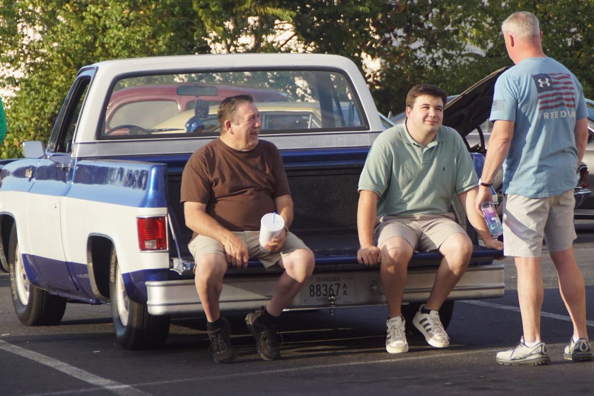 Couple of photos from th local car club’s Facebook page of me and my dad at the cruise in on Saturday evening.