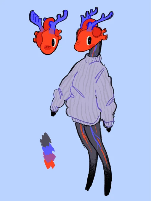 ive been thinking about this concept all day and I finally translated it into an anthro design i like. if anyone has name suggestions throw em at me … otherwise i'm calling it murmurr for now hehe