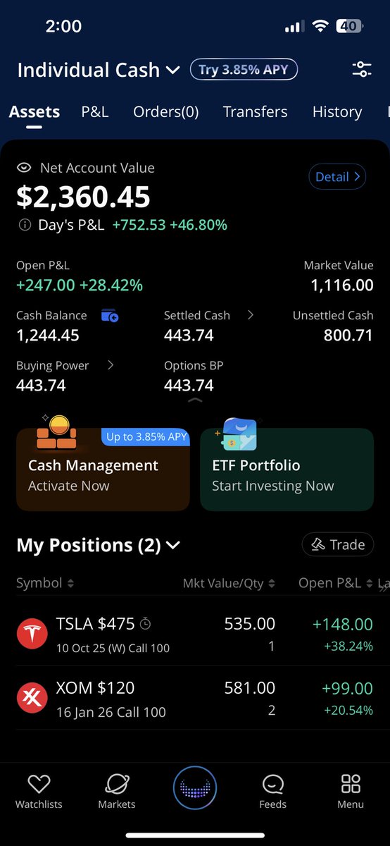 Huge day on the challenge port 😴 we’ve turned $500 into $2,360 so far

Why aren’t you making free money with me? discord.com/invite/FZh8szf…