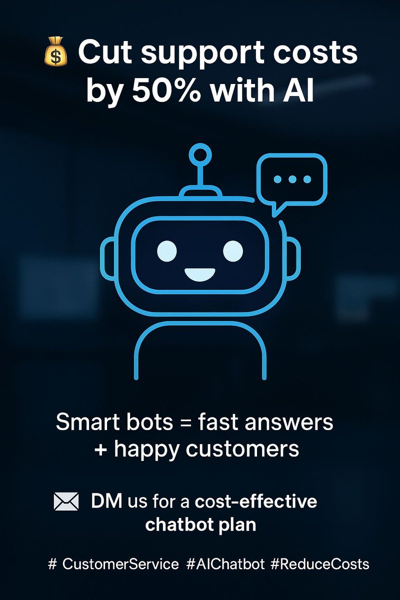techmagsolution's tweet image. Expensive Customer Support
💰 Cut support costs by 50% with AI.
✅ Smart bots = fast answers + happy customers.
📩 DM us for a cost-effective chatbot plan.
🌐 Website: techmagsolutions.com
💬 WhatsApp: wa.me/923131666160
Let’s build smarter businesses with AI + Web!