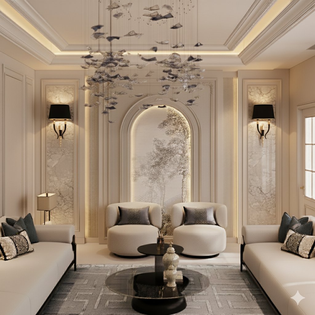 تصميم مصمم الديكور حاتم الأحمد | فيلا سكنية نيوكلاسيك بمدينة الرياض