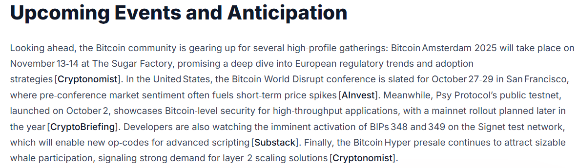 Chaitanya_2709_'s tweet photo. Got a great response on @SentientAGI Dobby Digest, so I thought I’d share today’s news and asset report too

Let’s check out the asset report first 
BTC is looking bullish and moving in an uptrend
Institutional inflows into spot BTC ETFs and heightened institutional interest during the "Uptober" rally are supporting price momentum.

Main and big upcoming news on the corner 
Bitcoin Amsterdam 2025 will take place on November 13‑14 at The Sugar Factory, promising a deep dive into European regulatory trends and adoption strategies

Now here Daily Digest  with some crazy news
Investor who earned $100M on Black Monday targets Bitcoin

Bonus for education lovers 🎁
What are the Sentient community’s six main pillars of development?

> Open, auditable governance – vote, see, repeat.
> Fair tokenomics – spread the wealth, lock‑up for commitment.
> All‑the‑code, all‑the‑time – open‑source everything, under permissive licenses.
> Reward every contribution – bounties, airdrops, merch, memes.
> Educate & onboard – low‑barrier tutorials, regular AMAs.
> Interoperability & security – bridges, audits, and a battle‑tested testnet.
#sentientchat #bullishtakes #BTC