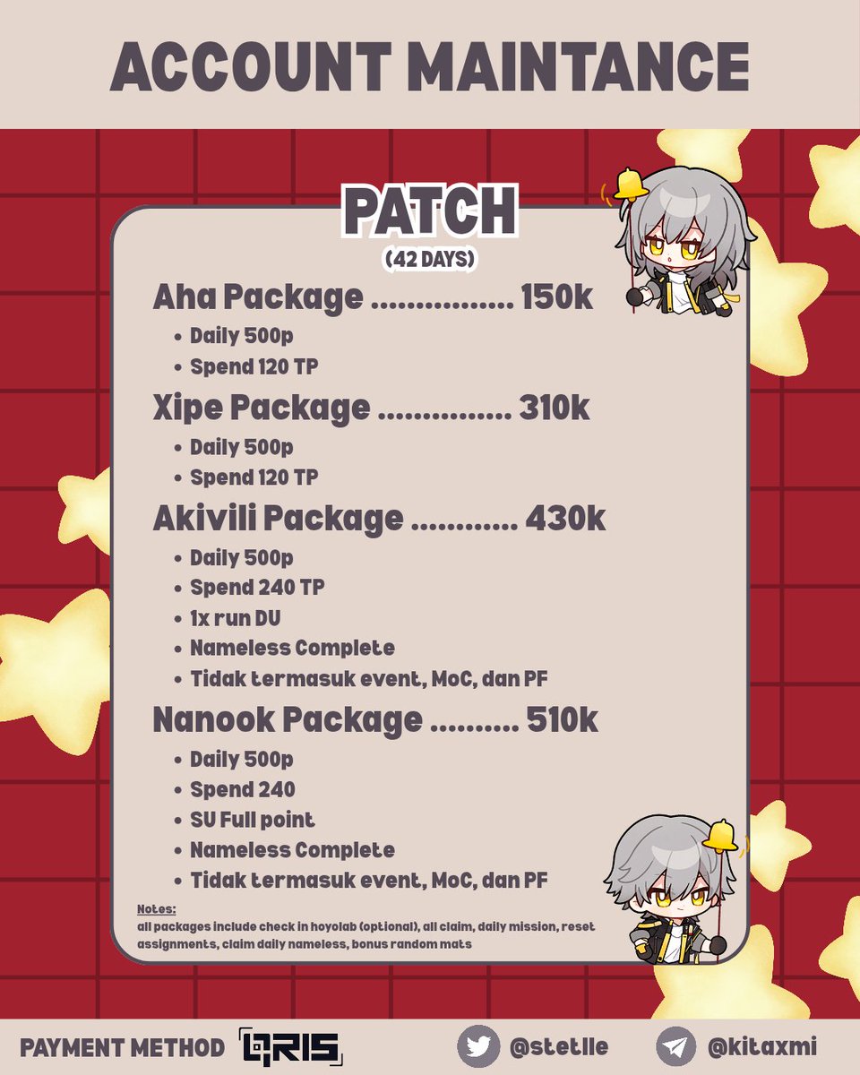 Any interactions are really appreciated✨

Halo, Trailblazers!
Nao hadir untuk melayani joki pada Trailblazers dengan cepat⭐

Mulai dari rawat akun, explore, quest hingga event biar Nao aja yang beresin😽🫰 Cukup duduk manis dan biarin Nao yang satset ngerjain semuanya‼️