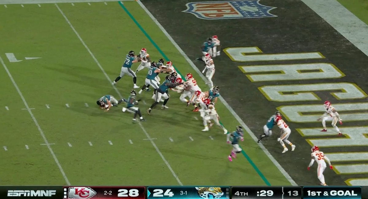 PLAY OF THE YEAR. Trevor Lawrence fumbled the snap… fell… got back up… and STILL turned it into a game-winning touchdown against the defending champs. Chiefs fans, don’t cry now. The league is sleeping on Jacksonville… Duuuval just woke you up.