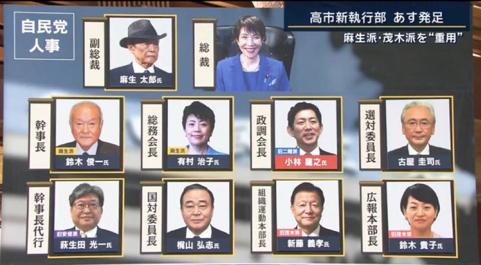 일본 자민당 새로운 지도부
전원 통일교 관련인사
통일교 해산은 물 건너갔다. 
한국만이라도 잘 해서 통일교를 일본으로 완전추방해 버리자.