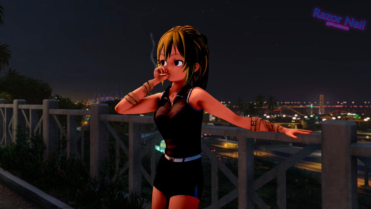 Just a cigarette for a cold night in Los Santos