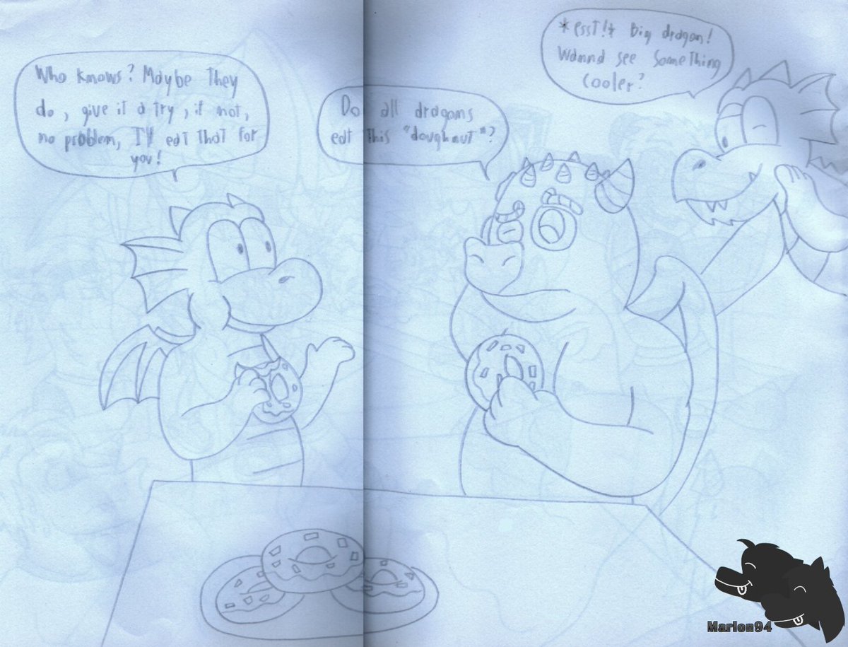 Here we have Krock from <a href="/SixLegendsGame/">Six Legends - Available on Steam and Itch !🐉</a> , meeting <a href="/ZookieCartoons/">Zookie the Dragon</a> 's Zookie and Frizard while having some doughnuts for the very first time, trying new flavors. 🐲🍩