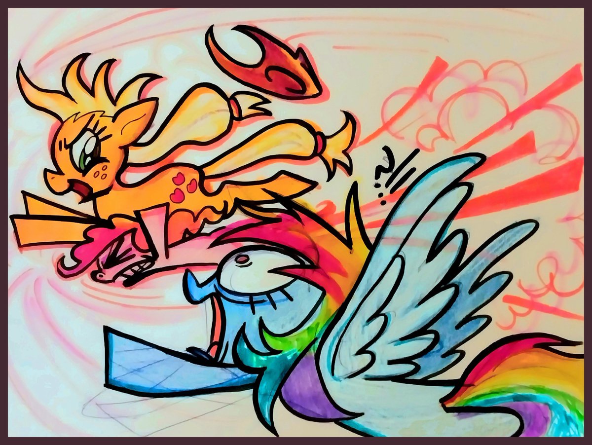 you'll never beat me in a race-HOLY CRAP HOW SHE'S FLYING 😱😱😭⚡️⚡️ #mlp #RainbowDash #applejack