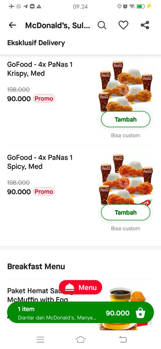 ParameswaraIs's tweet photo. @gofoodindonesia Udah niat diet, tapi diskon McD lewat GoFood bikin gagal total 😭 Otomatis kenyang banget pake GoFood deh https://t.co/TX62DyQGoj